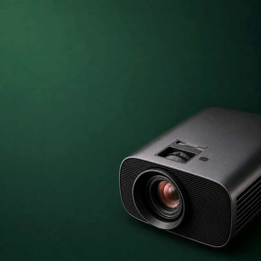 Videoproiettore che rappresenta il design di presentazioni PowerPoint